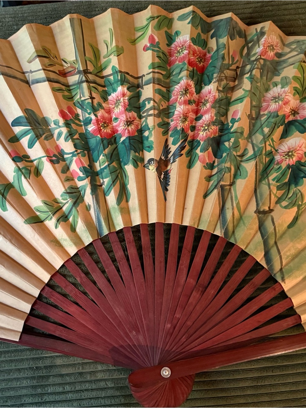 Vintage Chinese fan hand painted wall fan